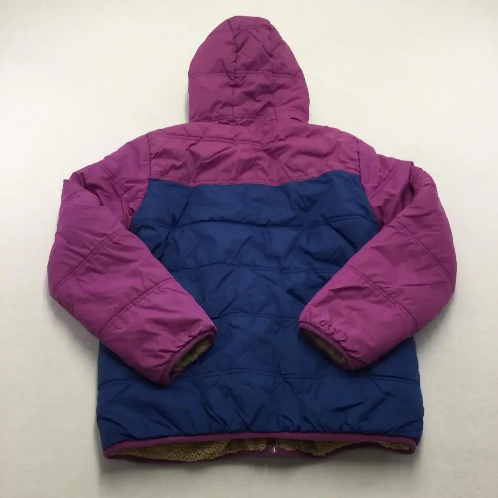 Eddie Bauer Jacket Youth Large 14/16 Purple Blue Hooded Puffer Sherpa Lined